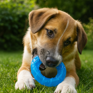 20250621_0905_Hund_spielt_im_Garten_remix_01jy8mt61mf599jtsvjczf4xfb.png Cooling chew toy for dogs